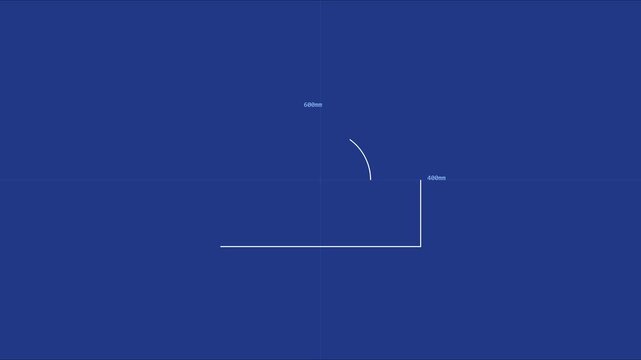 Minimalist technical blueprint animation with 400nm and 600nm wavelength labels on blue 4k background