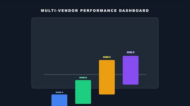 Multi-vendor performance dashboard animated bar chart for business analytics and data visualization animation 4k
