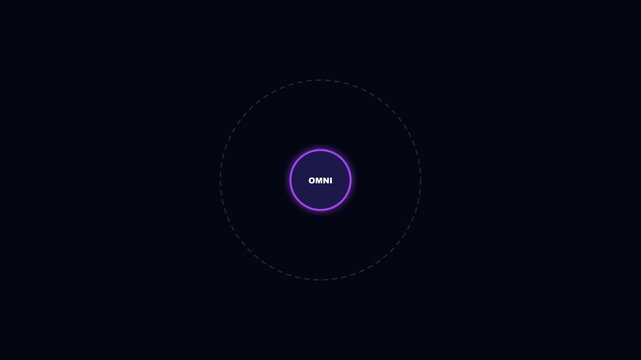 Omni abstract motion with pulsing neon circle and floating geometric animation 4k
