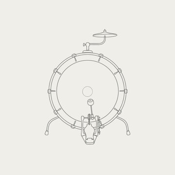 Bass drum with cymbal line sketch.