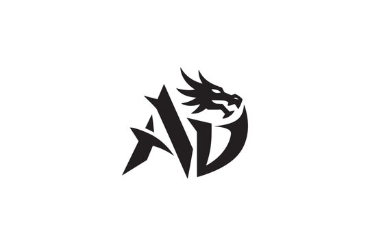 Powerful dragon logo design for ad brand modern mythical creature symbol
