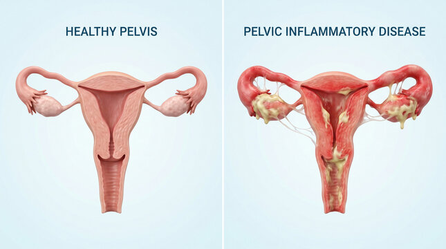 Healthy Pelvis versus Pelvic Inflammatory Disease PID 3D Model