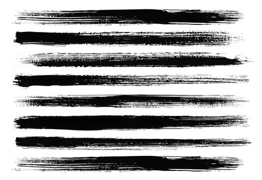 A white background with black grunge brush stroke lines, isolated and ready for use