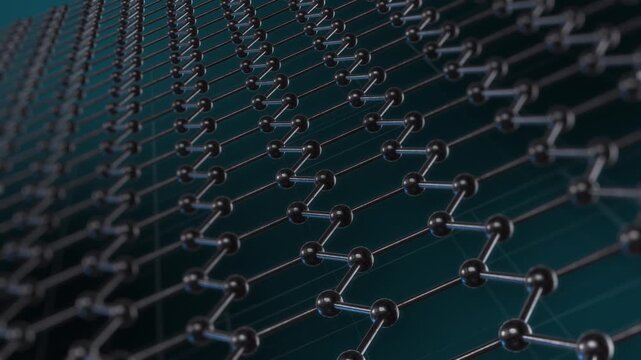 3d render of a graphene atomic structure, a single layer of carbon atoms arranged in a hexagonal honeycomb lattice, nanotechnology and material science concept