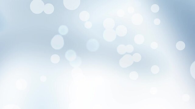 Luminous white, pastel sky blue, and silver soft gradient wave loop featuring subtle translucent bokeh circles for serene video overlay background
