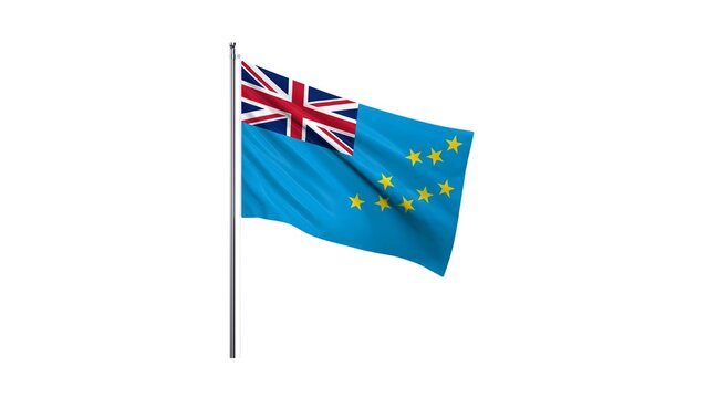 Tuvalu national flag isolated on white background. Tuvalu  is an archipelagic country in the Polynesian sub-region of Oceania in the Pacific Ocean, about midway between Hawaii and Australia. 