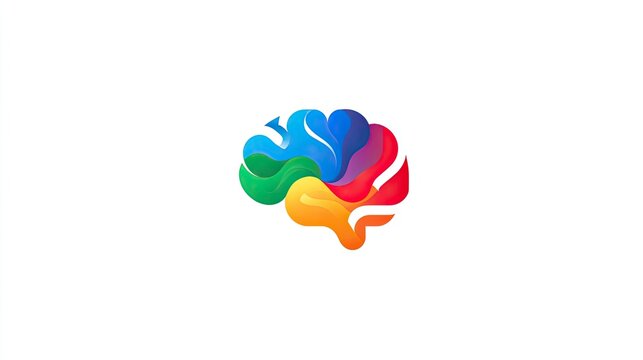 Colorful abstract brain icon with vibrant rainbow gradient.