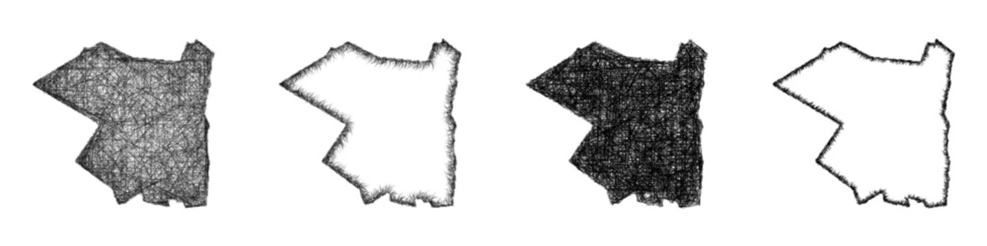 Monochrome sketch Ulster outline map design set