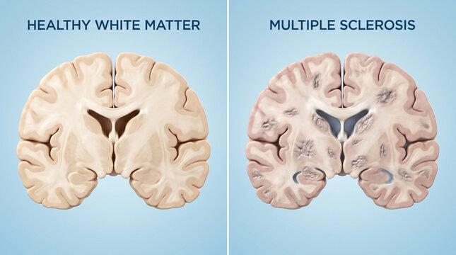 Healthy White Matter and Multiple Sclerosis Brain Lesions Comparison