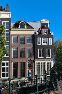 Traditional Canal Houses and Historic Bridge on Keizersgracht Amsterdam