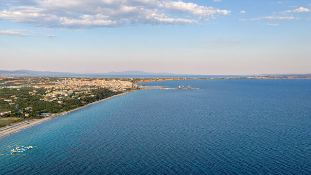 Nea Moudania Coastline and Harbor on the Aegean Sea Greece