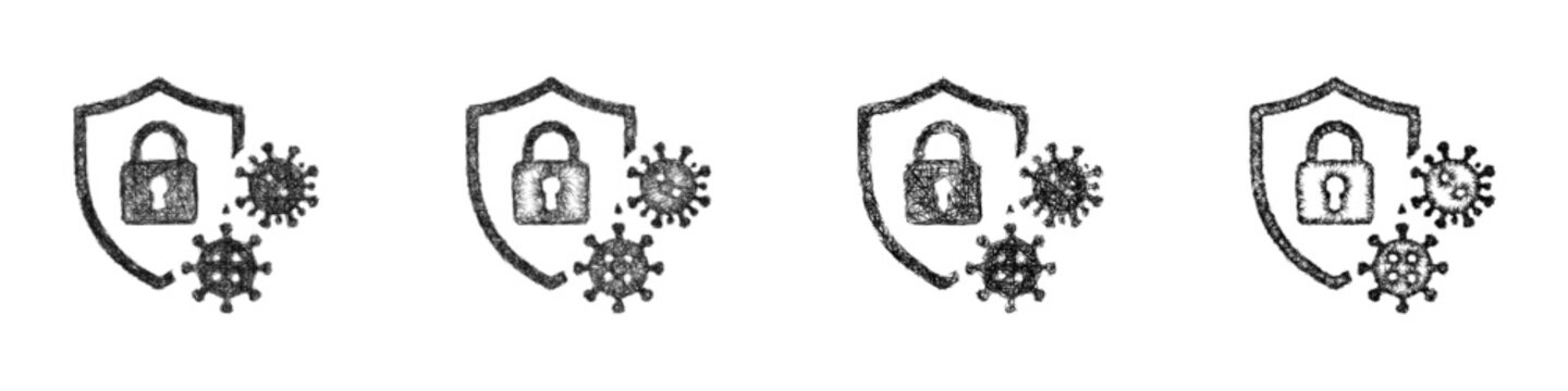 Sketch monochrome biosecurity icon design set