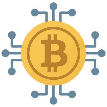 Bitcoin Cryptocurrency Coin with Digital Network Connections Illustration.