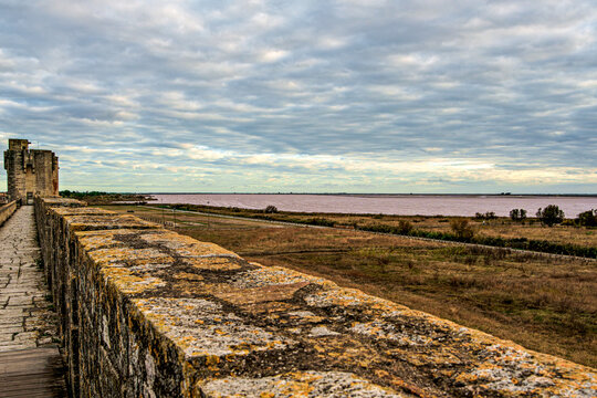 Ramparts and Medieval Walls of Aigues Mortes in Camargue, France