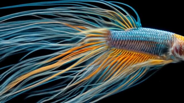 Colorful Siamese fighting fish with flowing fins.
