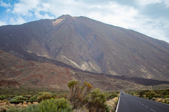 Scenic road leading to Mount Teide in Teide National Park, Tenerife, Canary Islands, Spain