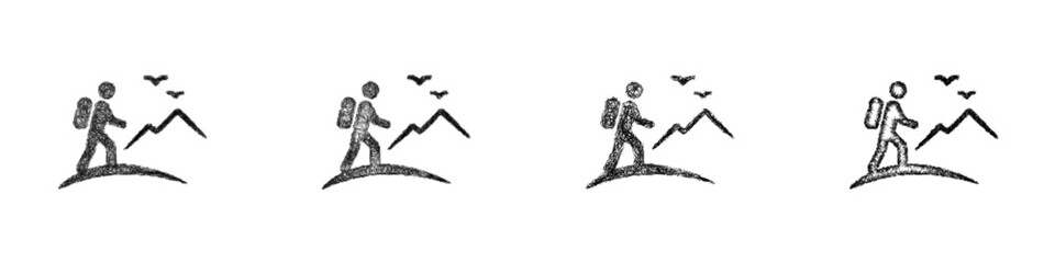 Fototapeta premium Black and white sketch journey logo design set