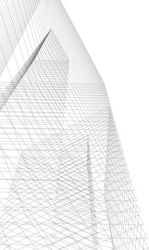 Architecture building 3d. Concept sketch.