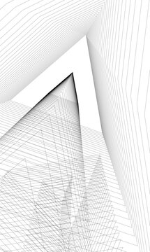 Architecture building 3d. Concept sketch.