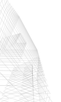 Architecture building 3d. Concept sketch.