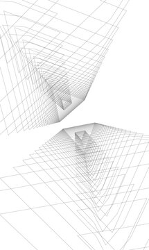 Architecture building 3d. Concept sketch.