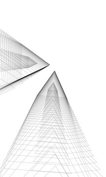 Architecture building 3d. Concept sketch.