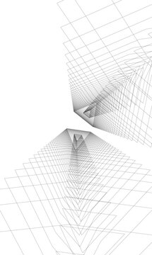 Architecture building 3d. Concept sketch.