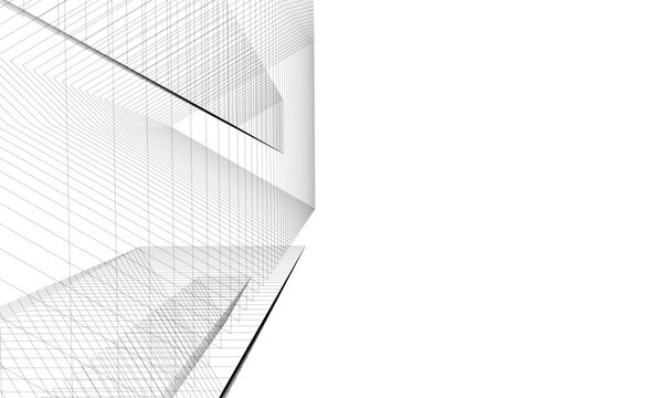 Architecture building 3d. Concept sketch.