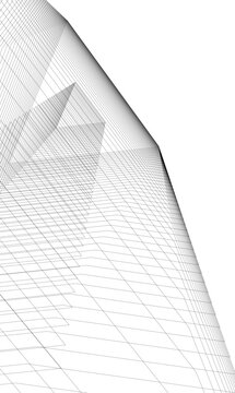 Architecture building 3d. Concept sketch.