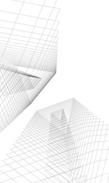 Architecture building 3d. Concept sketch.