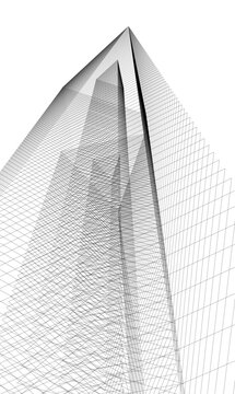 Architecture building 3d. Concept sketch.