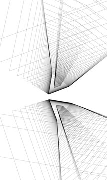 Architecture building 3d. Concept sketch.