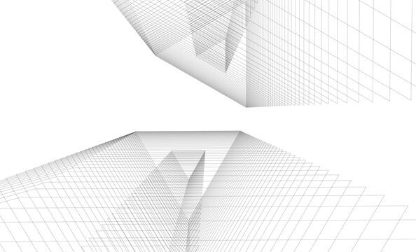 Architecture building 3d. Concept sketch.