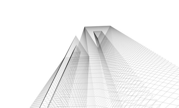 Architecture building 3d. Concept sketch.