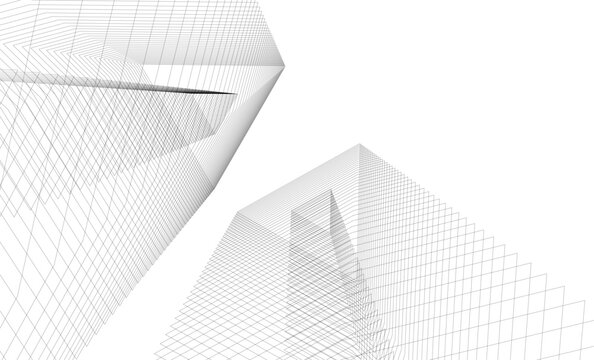 Architecture building 3d. Concept sketch.