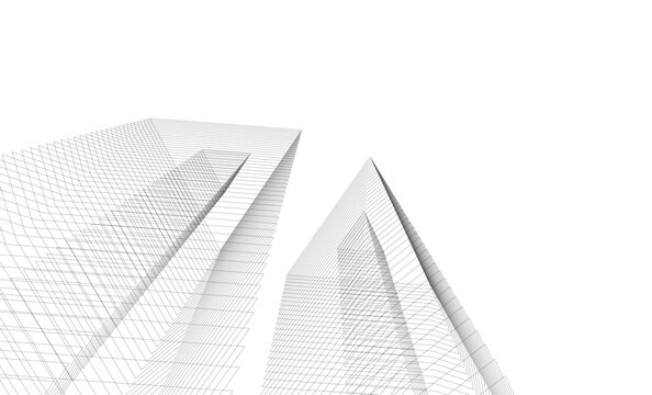 Architecture building 3d. Concept sketch.