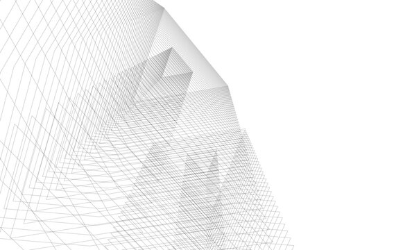 Architecture building 3d. Concept sketch.