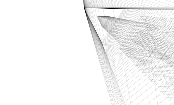 Architecture building 3d. Concept sketch.