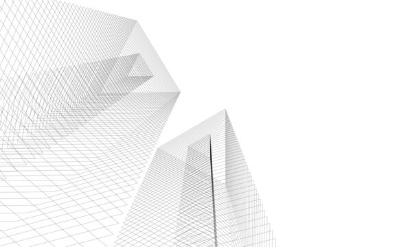 Architecture building 3d. Concept sketch.