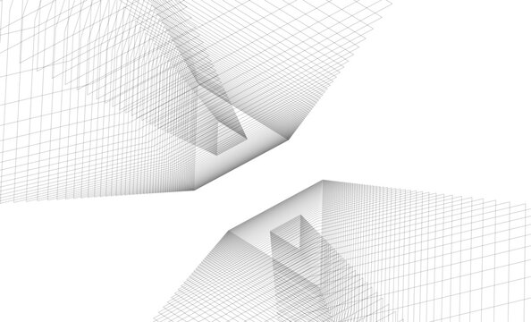 Architecture building 3d. Concept sketch.