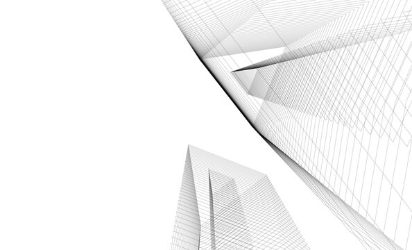 Architecture building 3d. Concept sketch.