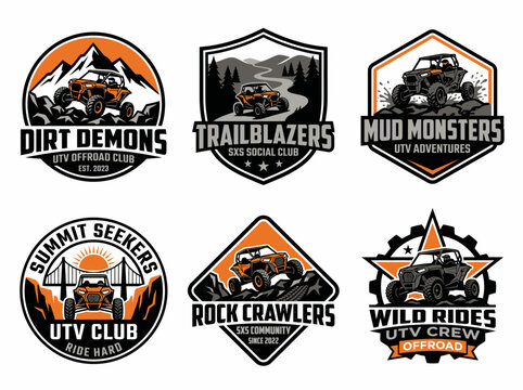 Set of utv offroad club logos and emblems