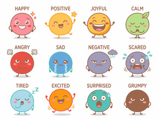 Obraz premium Cute characters with different emotion