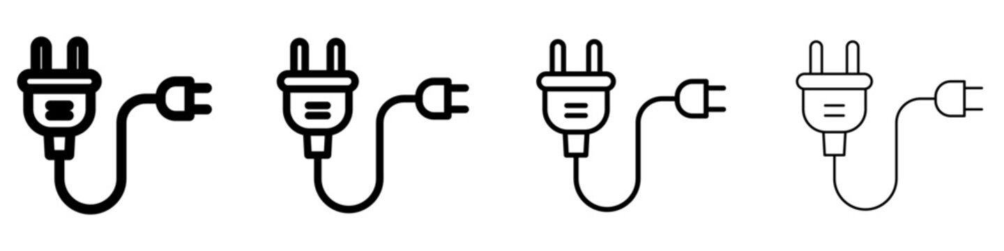 Power plug flat icon for electricity and connection
