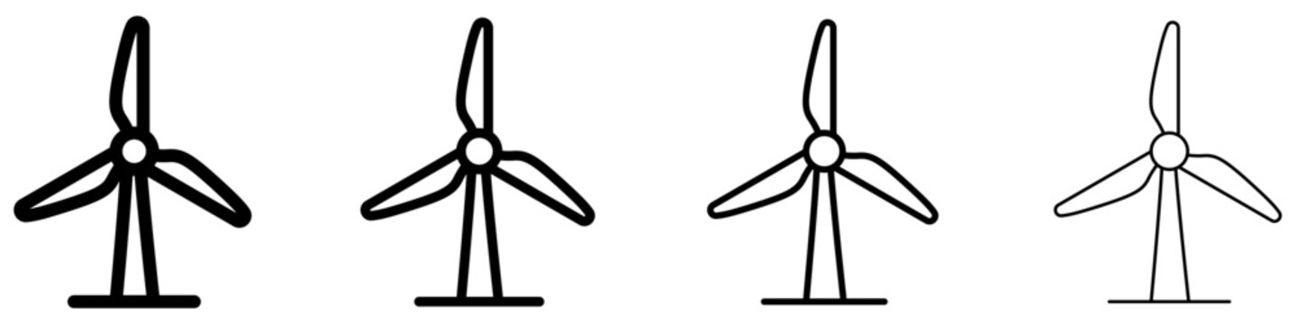 Wind turbine line icon for renewable energy