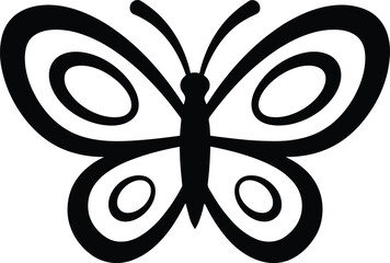 Minimalist butterfly vector icon, black butterfly silhouette with decorative wings, simple insect graphic element for logo design and crafting © Farhan