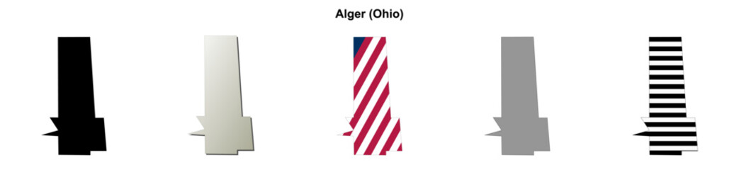 Obraz premium Alger (Ohio) blank outline map set