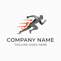 Fototapeta premium Modern fast and healthy running man logo design template featuring a dynamic athlete symbol that represents fitness, speed, energy, movement, strength, endurance, and an active lifestyle. Ideal