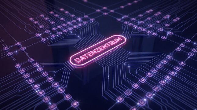 Datenzentrum als Netzraster aus der Vogelperspektive von oben
