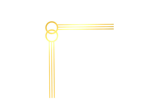 Elegant Gold Double Circle Corner Accent Border with Triple Line Decorative Frame Element PNG